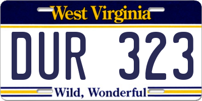 WV license plate DUR323