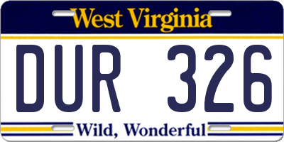 WV license plate DUR326