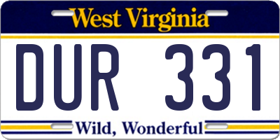 WV license plate DUR331