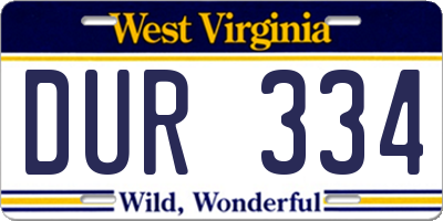 WV license plate DUR334