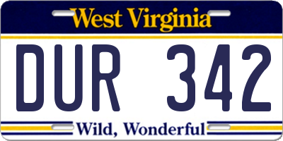 WV license plate DUR342