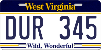 WV license plate DUR345