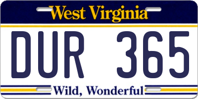 WV license plate DUR365