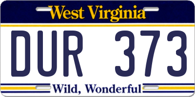 WV license plate DUR373