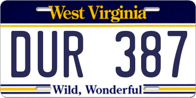 WV license plate DUR387