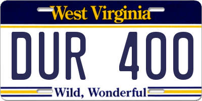 WV license plate DUR400