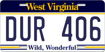 WV license plate DUR406