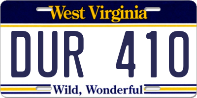 WV license plate DUR410