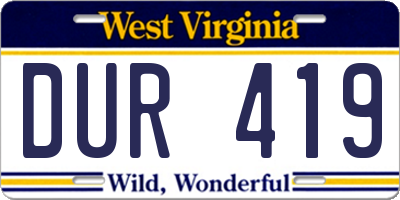 WV license plate DUR419