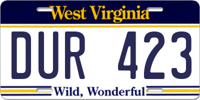 WV license plate DUR423