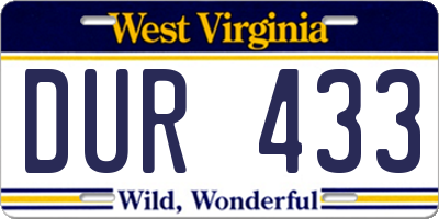WV license plate DUR433