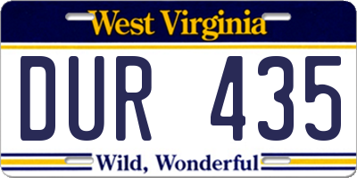 WV license plate DUR435