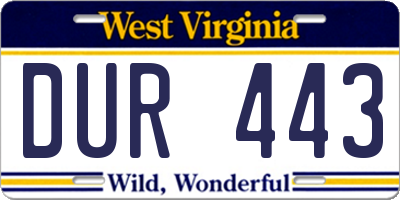 WV license plate DUR443