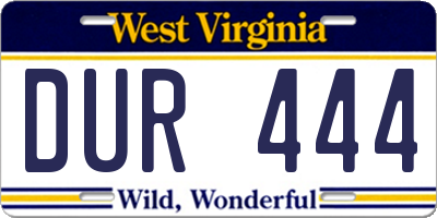 WV license plate DUR444