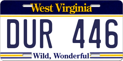 WV license plate DUR446