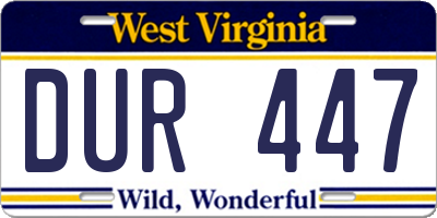 WV license plate DUR447
