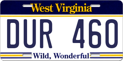 WV license plate DUR460