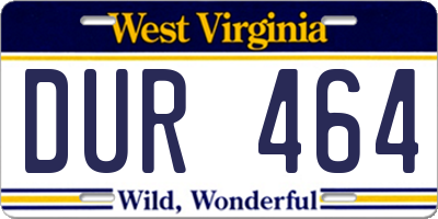 WV license plate DUR464