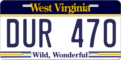 WV license plate DUR470
