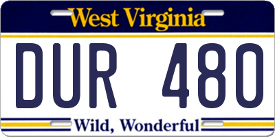 WV license plate DUR480