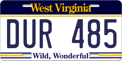 WV license plate DUR485