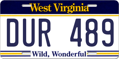 WV license plate DUR489
