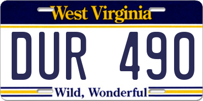 WV license plate DUR490