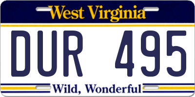 WV license plate DUR495