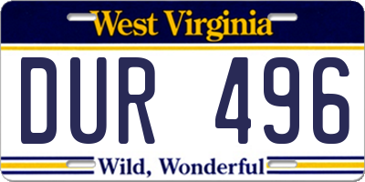 WV license plate DUR496