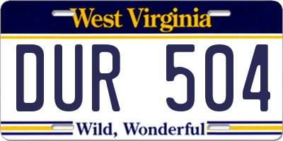 WV license plate DUR504