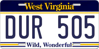WV license plate DUR505