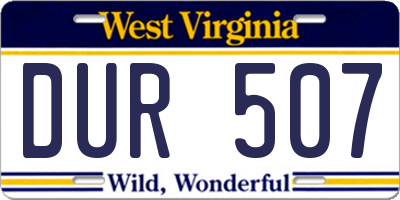 WV license plate DUR507