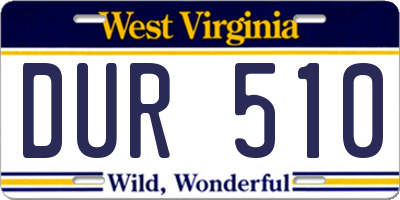 WV license plate DUR510