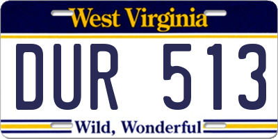 WV license plate DUR513
