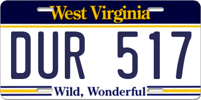 WV license plate DUR517