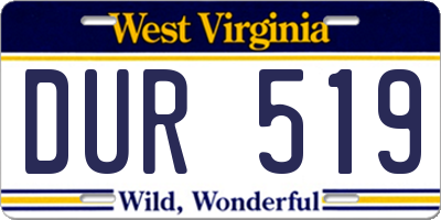WV license plate DUR519