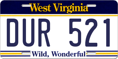 WV license plate DUR521