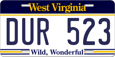 WV license plate DUR523