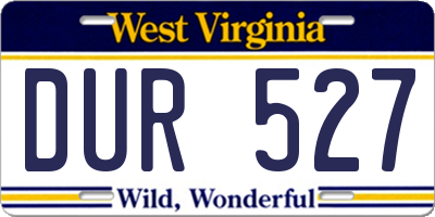 WV license plate DUR527