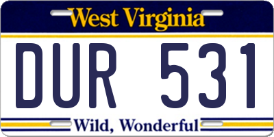 WV license plate DUR531