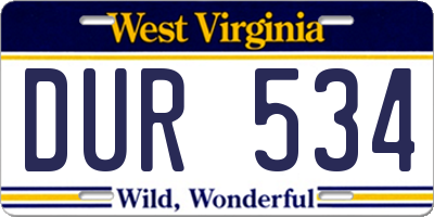 WV license plate DUR534