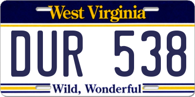 WV license plate DUR538