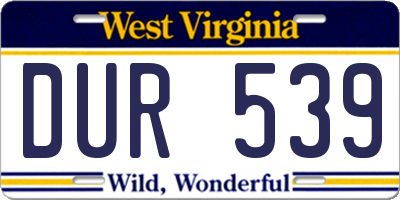 WV license plate DUR539