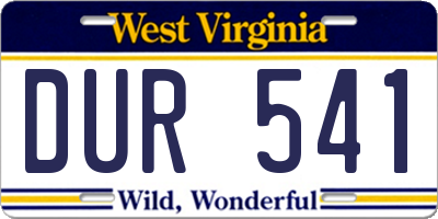 WV license plate DUR541