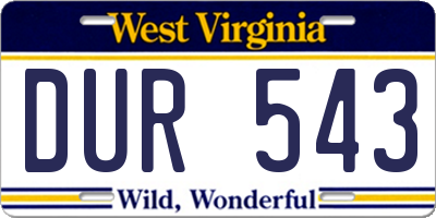 WV license plate DUR543