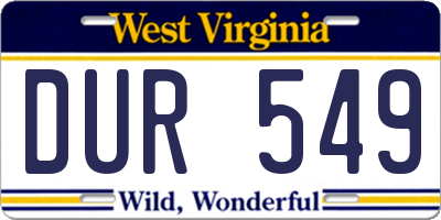 WV license plate DUR549