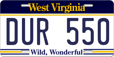 WV license plate DUR550