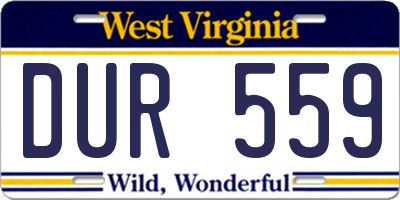 WV license plate DUR559