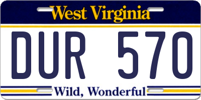 WV license plate DUR570
