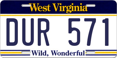 WV license plate DUR571